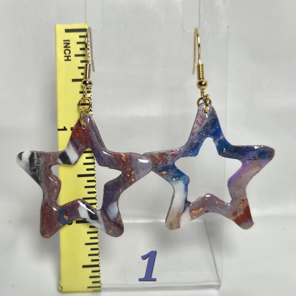 #187/188- Multicolor Star-Shaped Earrings